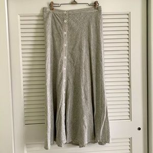 Maxi skirt with Hunter green and white striped pattern